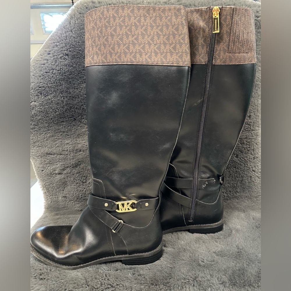 Michael Kors Kincaid Leather and Logo Riding Boot